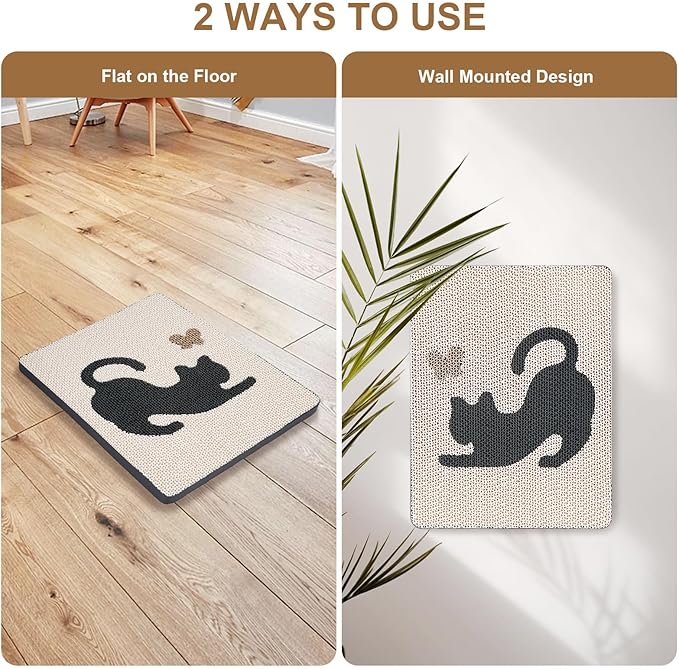 Ownpets Wall Cat Scratcher, Cute Vertical Cat Scratching Board, Wall Mounted Cat Scratch Pad for Wall, Glass, Wood, and Tile, Furniture Protector