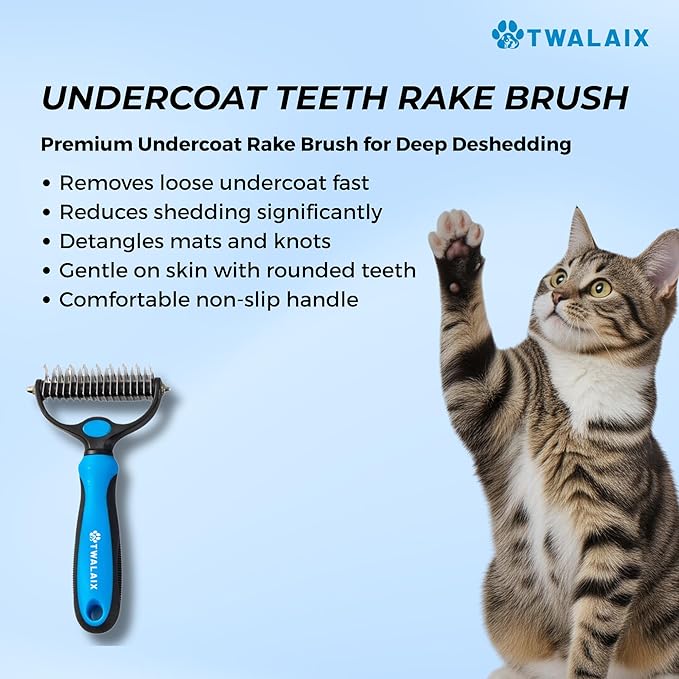 6 in 1 Pet Grooming Kit for Dogs & Cats - Deshedding Brush, Undercoat Rake, Slicker Brush, Nail Clipper, Nail File & Flea Comb for All Coat Types