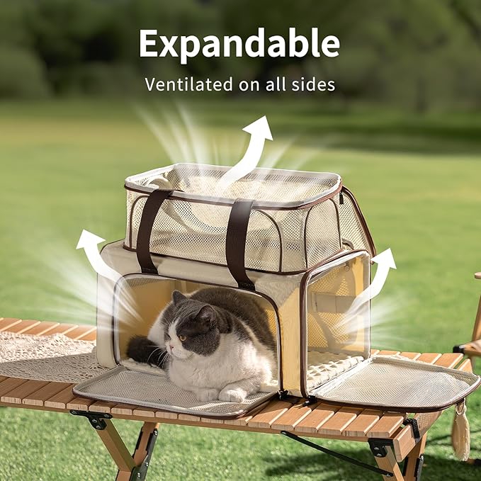 Airline Approved Pet Carrier for Cats, Expandable Dog Carrier Soft-Sided Carrier for Small Cats and Dogs with Extra Large Foldable mat