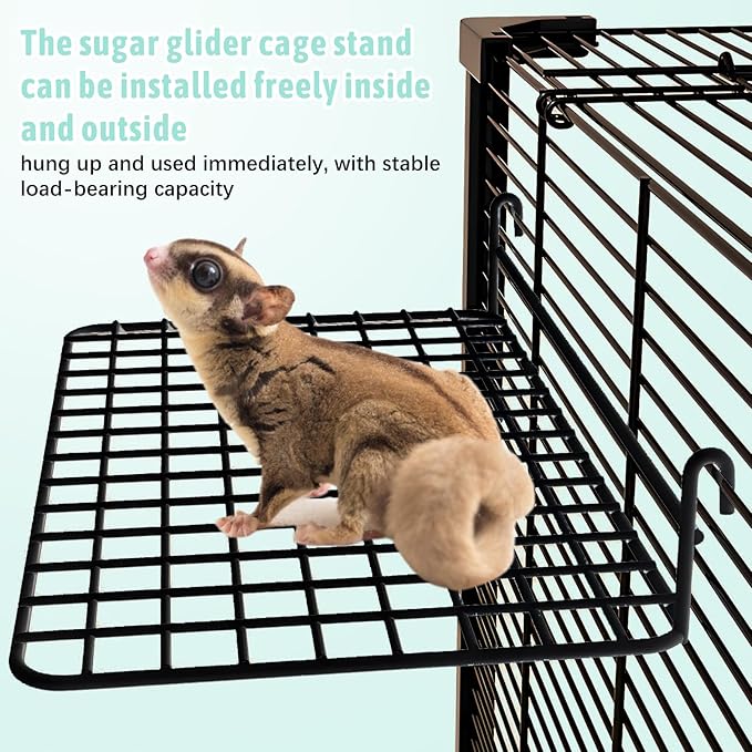 BNOSDM 4 PCS Sugar Glider Toy Stainless Steel Platform Squirrel Perch with Climbing Ladder Small Animals Cage Accessories for Guinea Pig, Chinchillas, Gerbils, Mice, Rats, Mouse