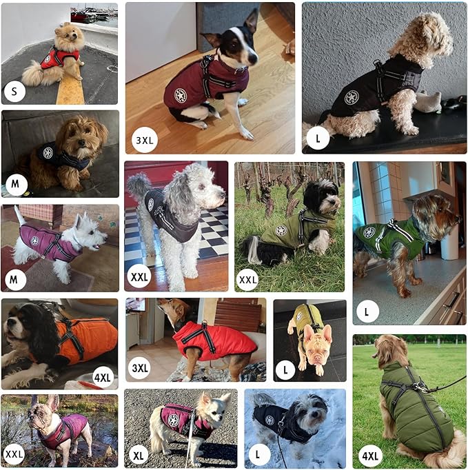 Aiboria Dog Jackets Coat for Winter Windproof Waterproof Skiing Dog Vest Fleece Warm Chest Strap Belt Purple 3XL