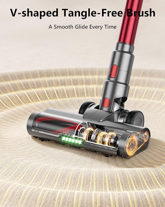 Cordless Vacuum Cleaner, 580W 48Kpa 65Mins Vacuum Cleaner for Home, Stand-Free Stick Vacuum, OLED Display, Auto Scrap Dust Tech, Lightweight, Anti-Tangle Vacuum Cordless for Woodfloor Carpet Pet Hair