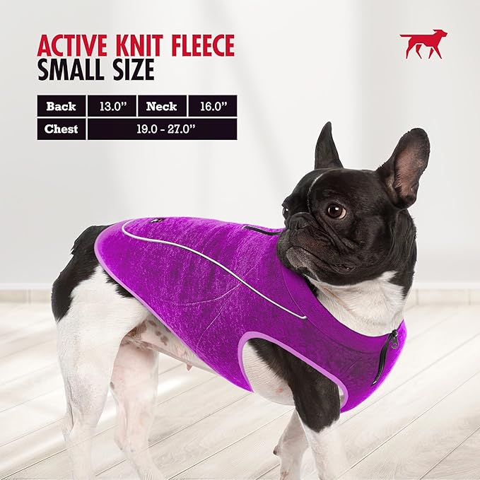 Insulated Fleece Sweater for Dogs | Lightweight Warm Dog Vest | Zipper Port for Harness | Cold Weather Winter Jacket | Rain Snow Repellant Coat | Adjustable for Small Medium Large Girl Dogs (Purple/S)