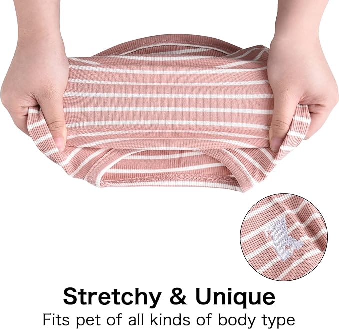 Koneseve Dog Shirt Vest Lightweight Stretchy Dog T-Shirts Soft Cool Shirts Sleeveless Stripe Vests Breathable Clothes for Puppy Kitty Cats Small Medium Large Dogs 2 Pack Pink + Green [ L/Large ]