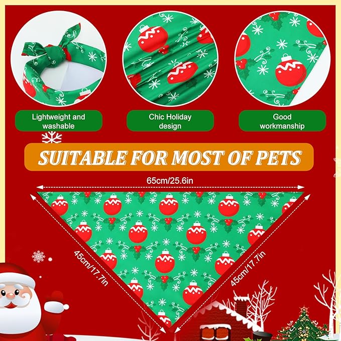 Abbylike 200 Pcs Christmas Dog Bandanas Bulk Xmas Red and Green Bandanas for Dogs Triangle Kerchief Bibs Scarf Set for Pet Christmas Costume Photo Props Accessories Pet Shops Groomer, 25 Styles