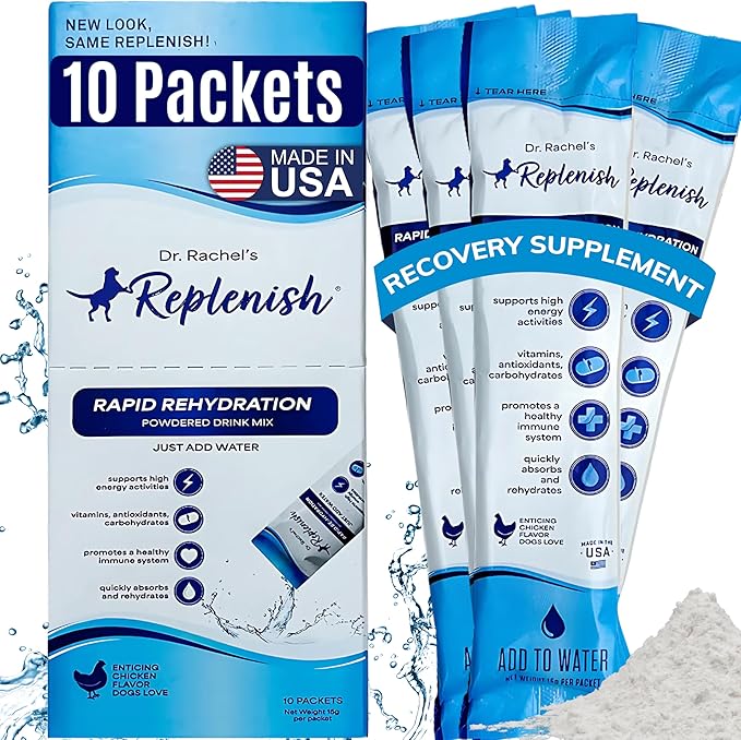 Replenish Dog Recovery Water Supplement – Pedialyte for Dogs Hydration Drink & Water Additive - Electrolytes for Dogs Hydration Supplement – 10 Packets Count