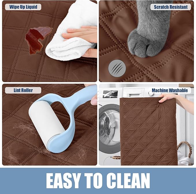 Smiry Waterproof Dog Bed Cover Pet Blanket, Soft Washable Dog Blanket for Furniture Bed Couch Sofa Reversible, Checkered (40"x90", Brown/Chocolate)
