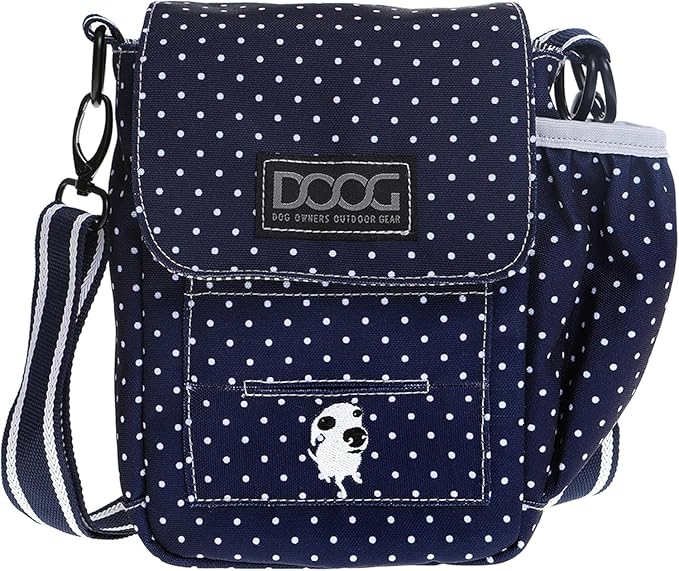 DOOG Walkie Bag - Adjustable Dog Treat Pouch Shoulder Bag with Poo Bag & Water Bottle Compartments - Comfort Fit for Everyday Use