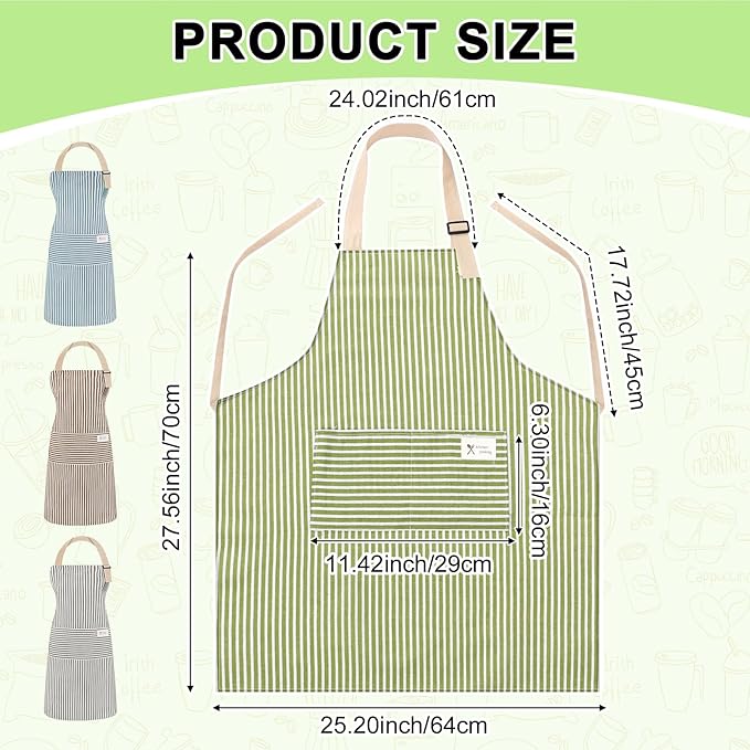 Janmercy 24 Pcs Aprons for Women Men with 2 Pockets Linen Cooking Kitchen Apron Adjustable Bib Chef Apron Bulk Aprons Unisex