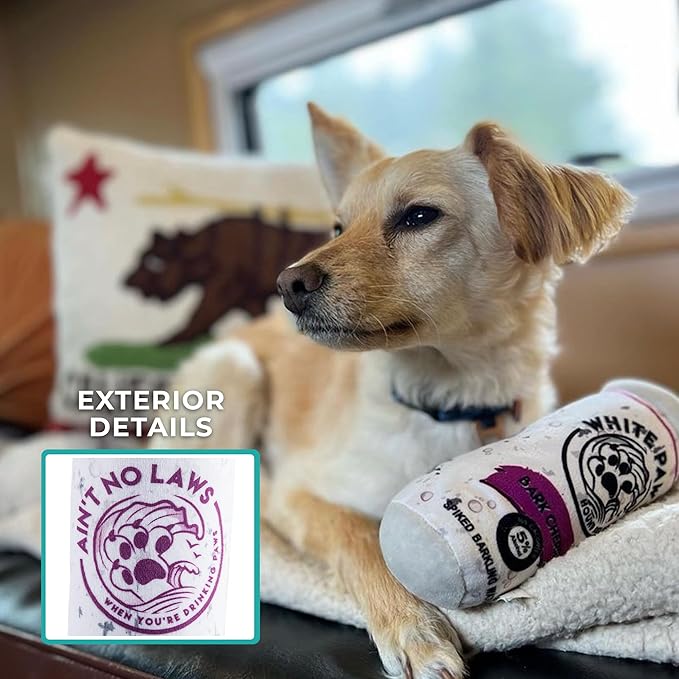 Haute Diggity Dog White Paw Bark Cherry, Plush Designer Dog Toys with Interactive Squeaker, Stimulating Pet Enrichment, Machine-Washable & Safe Materials for All Breeds, One Size