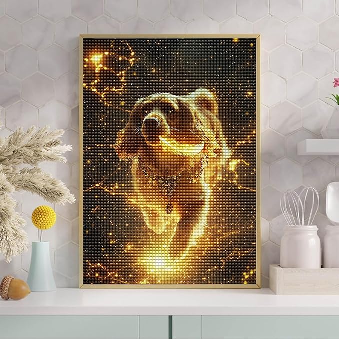 LTCZ Dog Diamond Art Kits for Adults, AnimalDiy 5d Diamond Painting Kits for Beginners, Very Suitable for Home Leisure and Wall Decoration12*16Inch