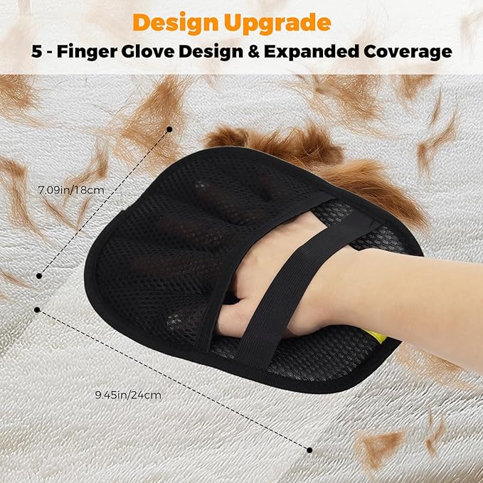 Pet Hair Removal Glove for Cats & Dogs, Upgraded Five-Finger Electrostatic Pet Hair Gloves, Reusable Magic Brush Pet Hair Remover Tool for Laundry, Couch, Carpet, Car Seat,Cat Grooming Gloves