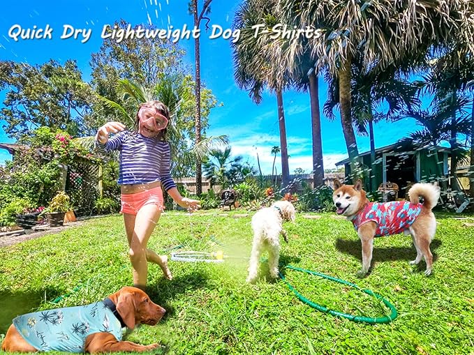 Dog Summer Cooling Shirts,Sun Protection Quick Dry Mesh Breathable Medium Tee-Shirt,Red+Blue M