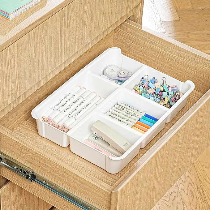 17 QT Plastic Storage Box with Removable Tray Art Supply Craft Organizers and Storage Stackable Storage Container for Organizing Bead, Tool, Sewing, Book, Crayon, Playdoh(Clear)