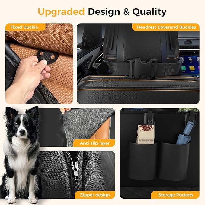 Dog Car Seat Cover for Back Seat,100% Waterproof Scratch Proof Nonslip Seat Cover,600D Heavy Duty Scratch Soft Dog Hammock for Car for Cars Trucks and SUVs (Grey)