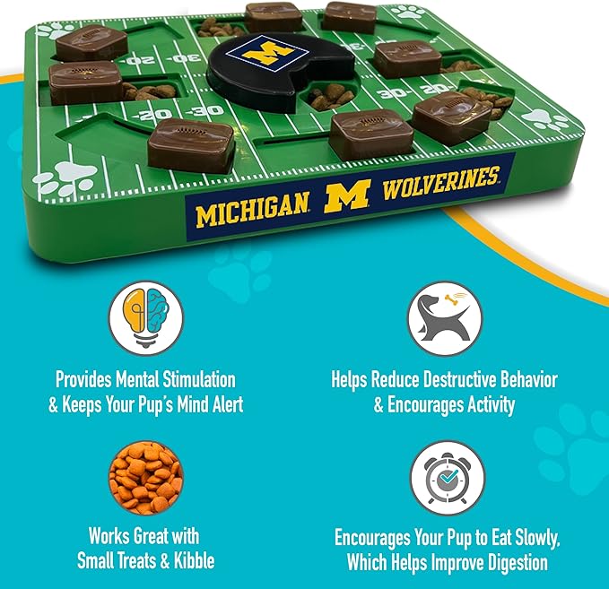 Pets First NCAA Michigan Wolverines Puzzle Toy, Puzzle Treat Dog Toy, Interactive Dog Treat Toy, Dog Puzzle Fedding Slow Toy