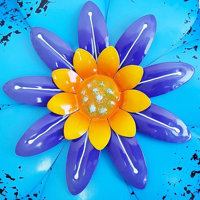 LITIALLY Outdoor Metal Flower Wall Art, New Creative Cute Metal Flower Decorations, Wall Art Decor for Indoor Outdoor Porch Decor Space