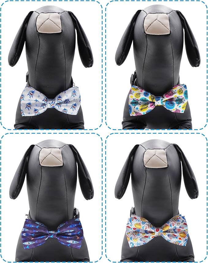 PET SHOW 10 Pack Summer Big Dog Bow Ties for Large Medium Dogs Sliding Collar Attachments Ocean Animals Bowties Sea Bowknots Party Holiday Pet Grooming Accessories(Large)