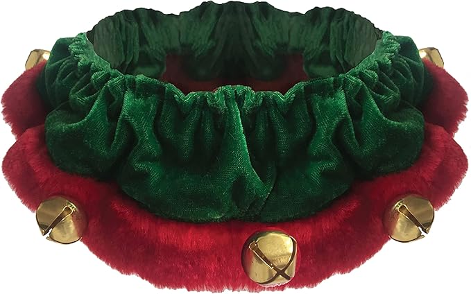 Huxley & Kent Ruff Pet Scrunchy | Elf (Large) | Festive Christmas/Holiday Neckwear for Dogs/Cats | Fun Stretchable Costume Accessory | Soft Collar with Bells