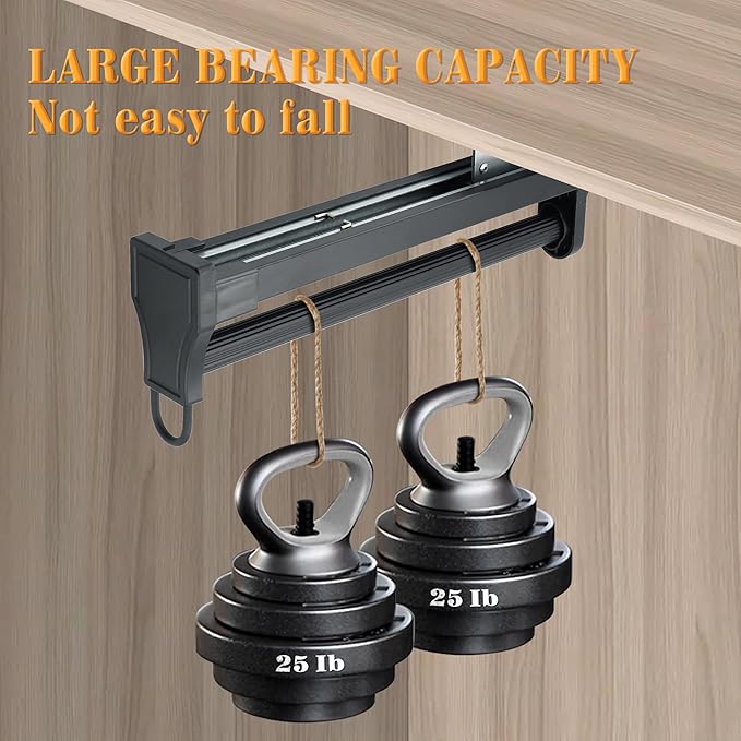 Alise Pull Out Clothes Hanger Rack for Closet,12 inch Heavy Duty Closets Rod with Automatic Soft-Close Mechanism for Closets,Closet Pull Out Metal Rod Organizer Hangers for Coats Pants Hangers,Black