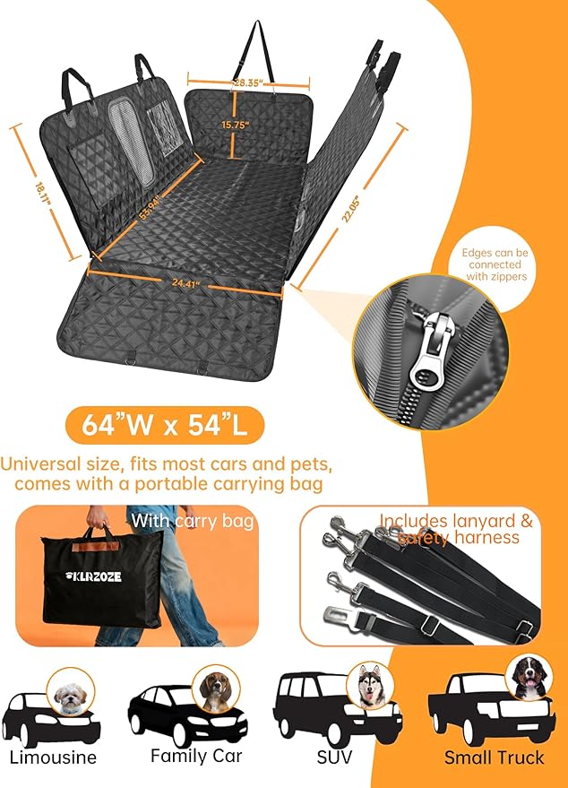 Dog Covers for Cars Back Seat, Back Seat Extender for Dogs with Hard-Bottom, 2025 Upgraded 1680D Material, Anti-Scratch & Anti-Slip, Holds 400 lbs, Universal Fit for Car, SUV, Truck