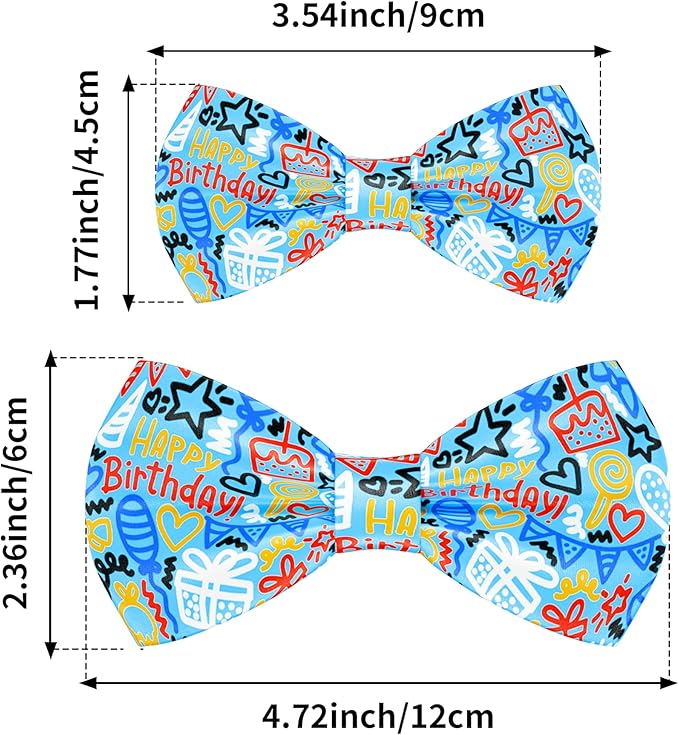 PET SHOW 10 Pack Happy Birthday Big Dog Bow Ties Sliding Collar Attachment Pet Bowties for Medium Large Dogs Party Balloon Cake Bowknots Collar Charms Grooming Accessories