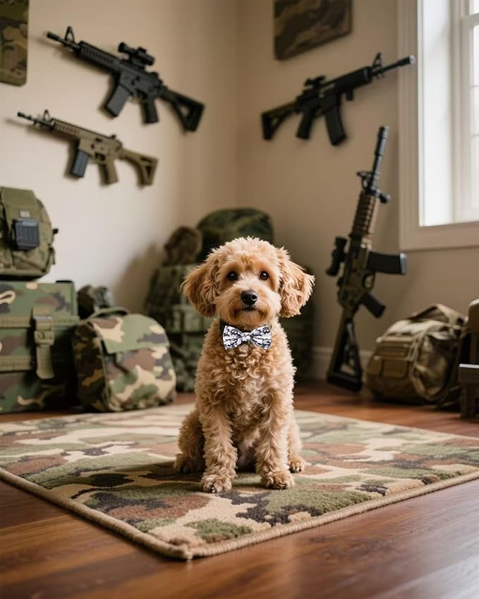 PET SHOW 10 Pack Camo Small Dog Bow Ties Sliding Collar Attachments Puppy Cats Colorful Camouflage Bowties for Medium Dogs Classic Bowknots Party Holiday Pet Grooming Accessories(Small)