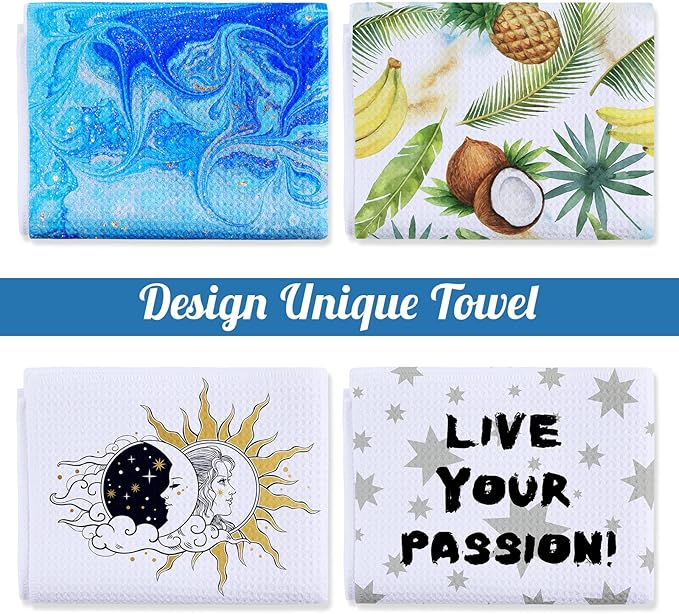 Breling Sublimation Kitchen Towel Blanks 16 x 24Inch, Microfiber Waffle Weave Sublimation Tea Towels Fast Drying Absorbent for Home Kitchen Gifts(12 Pieces)