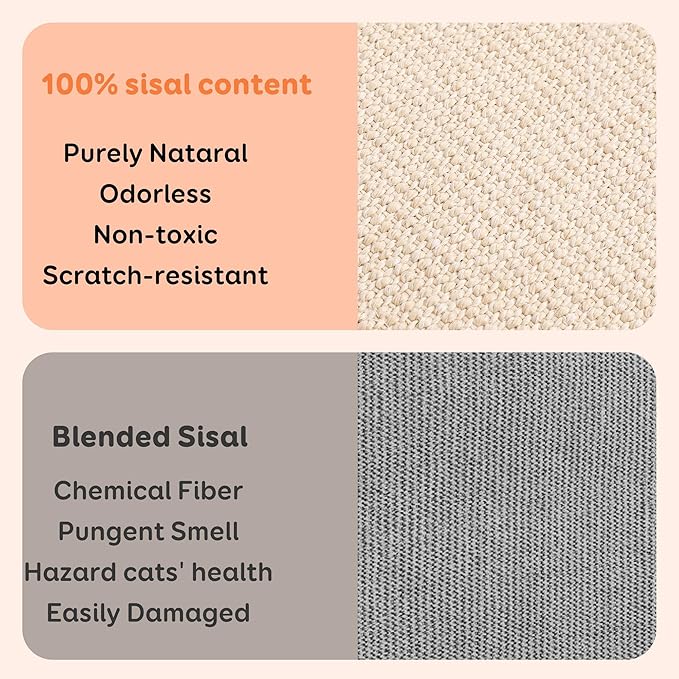 3 Transformable Shapes Cat Scratching Post - Adjustable L-Shape Sisal Scratcher with Multiple Fresh Fun Play Modes, 100% Natural Solid Beechwood& Sisal, Eco-Friendly Furniture Protector（1 Pack）