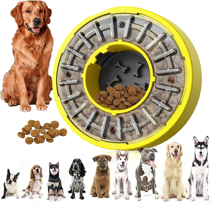 Awesome Puzzle Slow Feeder Dog Bowl; Prevents & Relieves Anxiety & Boredom! Better Digestion Leads to a Happier & Healthier Pet. Wonderful Enrichment Puzzle