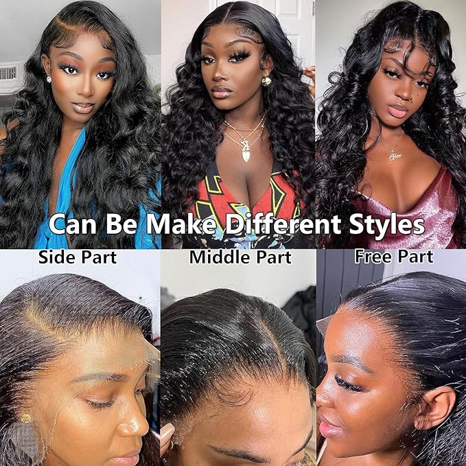 Selina Hair 13x4 Transparent HD Lace Closure Straight Human Hair 180% Density Pre Plucked Natural Hairline Bleached Knots Straight Hair Lace Frontal 20" Natural Black