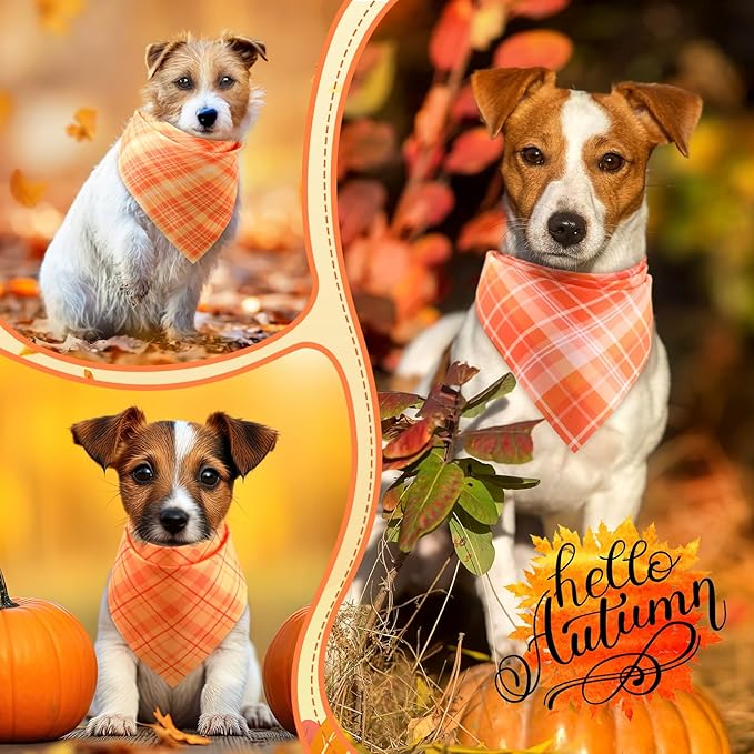 Abbylike 200 Pcs Thanksgiving Dog Bandanas Bulk Plaid Bandanas for Dogs Triangle Kerchief Bib Scarf Sets for Pets Cats Fall Costume Photo Props Accessories Pet Shops Groomers Services, 25 Styles
