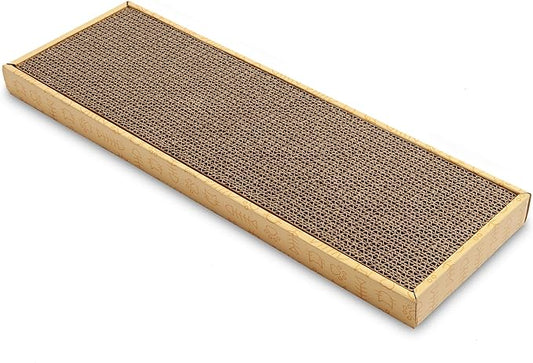 Furhaven Scratching Board w/ Catnip for Indoor Cats, Reversible - Classic Corrugated Cat Scratcher Pad - Yellow, Small