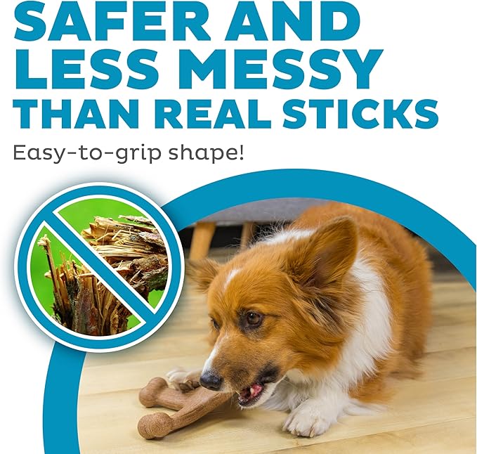 Pupstages Dogwood Jack Dog Chew Toy – Real-Wood Blend, Bacon Scented, 4 Chewable Ends, Moderate Chewers, Large, 7.5" x 2"