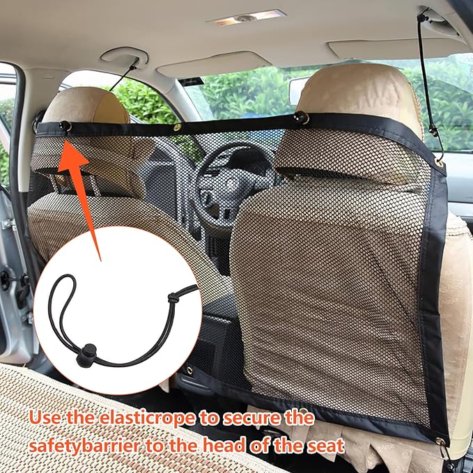 Dog Car Barrier Pet Car Divider Net with Adjusting Rope and Hook Multifunctional car Dog guardrail Used for SUV Car Truck