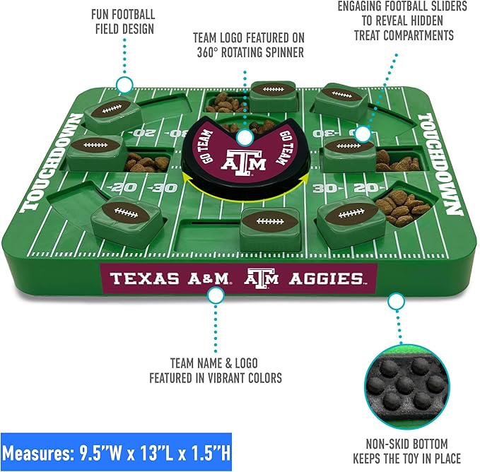 Pets First NCAA Texas A&M Large Puzzle Toy, New Size, Interactive Dog Treat & Slow Feeding Toy