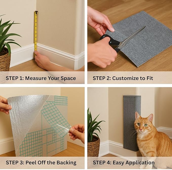 Cat Scratch Mat (Blue, 10 Pack), 23.6’’ x 11.8’’ Cat Wall Corner Scratcher, Versatile Self-Adhesive Replacement Easy Use for Cat Trees, Wall Furniture, Scratching Posts, and Couch Protection