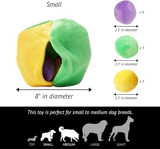 Midlee Hide a Ball Puzzle Dog Toy with 10 Plush Squeaker Balls (Small)