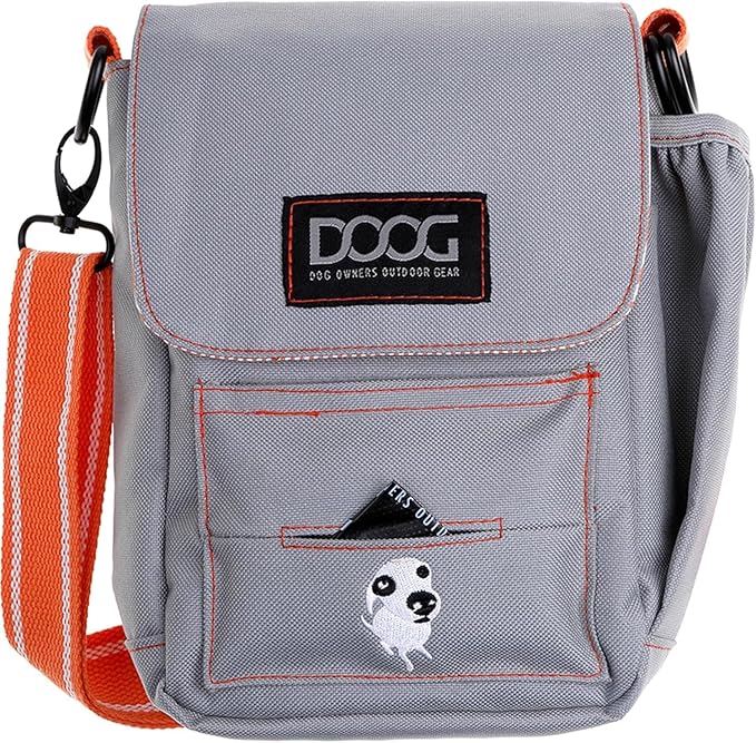 DOOG Walkie Bag - Adjustable Dog Treat Pouch Shoulder Bag with Poo Bag & Water Bottle Compartments - Comfort Fit for Everyday Use
