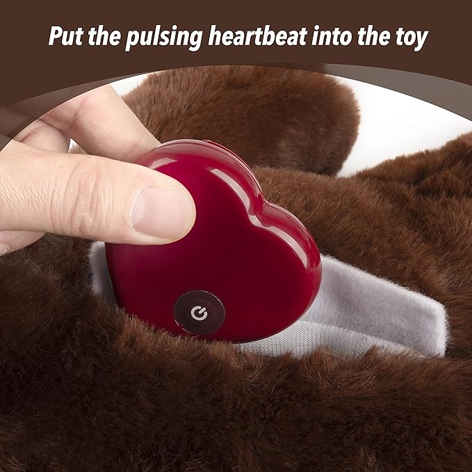 PetPrime Dog Heart beat Puppy Plush Bear Toy - with Warmer Bag Pet Soft Anxiety Puppy Relief Toy Heartbeat Stuffed Animal Sleeping Buddy Anxiety Dog Toy (Brown Bear)