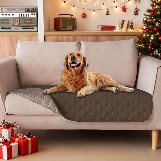 gogobunny 100% Double-Sided Waterproof Dog Bed Cover Pet Blanket Sofa Couch Furniture Protector for Puppy Large Dog Cat, Reversible (32x53 Inch (Pack of 1), Dark Chocolate/Light Chocolate)