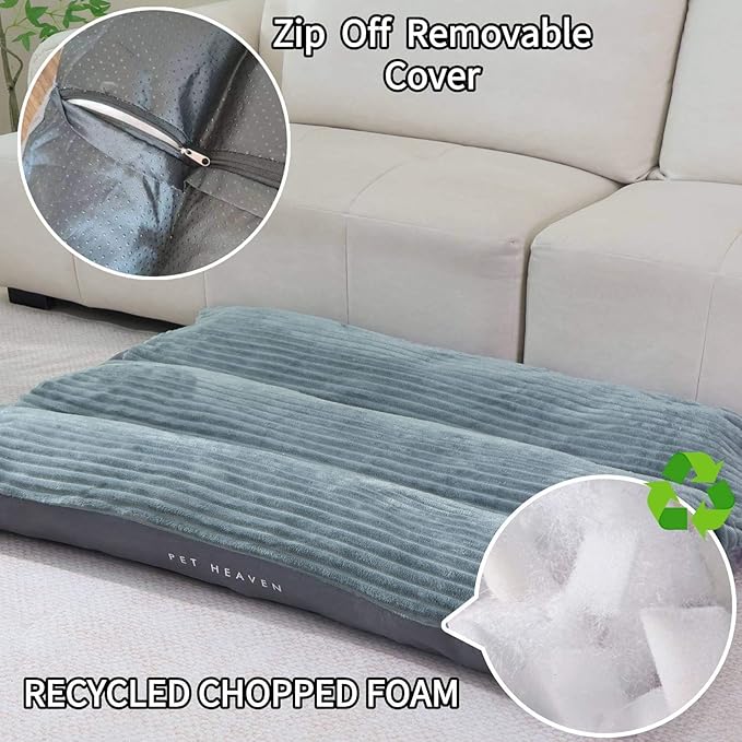 Dog Bed for Small Dogs Up to 30 lbs, 24" x 19"Plush Corduroy Pet Bed with Non-Slip Bottom, Washable Puppy Bed for Crate, Sofa or Travel (Grey)
