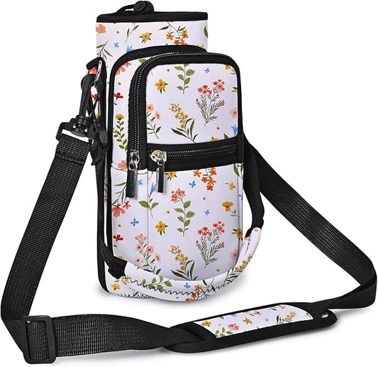 AUPET Water Bottle Sling Bag Sleeve Holder Carrier 25/32/40/64 oz,Insulated Crossbody Water Bottle Case Cover with Strap and Pockets for Men/Women Walking Hiking