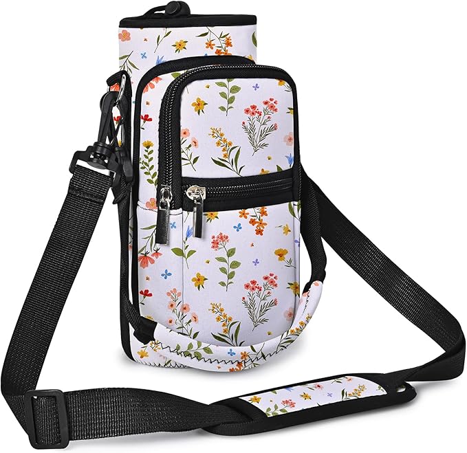 AUPET Water Bottle Sling Bag Sleeve Holder Carrier 25/32/40/64 oz,Insulated Crossbody Water Bottle Case Cover with Strap and Pockets for Men/Women Walking Hiking