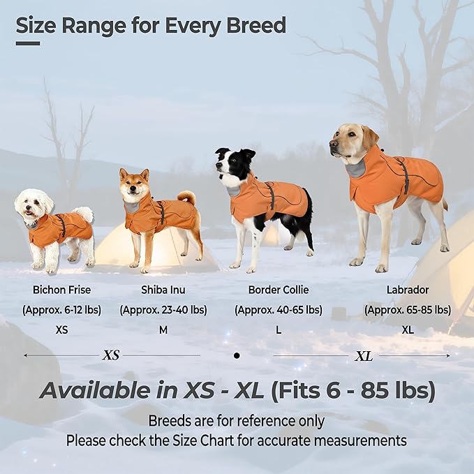 Softshell Dog Coat for Winter Walks and Hiking, Windproof and Water-Repellent Jacket with Harness Opening and Reflective Strips, Ideal Stocking Stuffer for Active Dogs (Aurantium, Small)