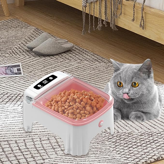 Pet Feeder - Electric Smart Meal Distributor, Digital Schedule Kibble Server with Voice Reminder Feature, Anti Jam Dispensing Design, Ideal for Busy Owners Travel Care