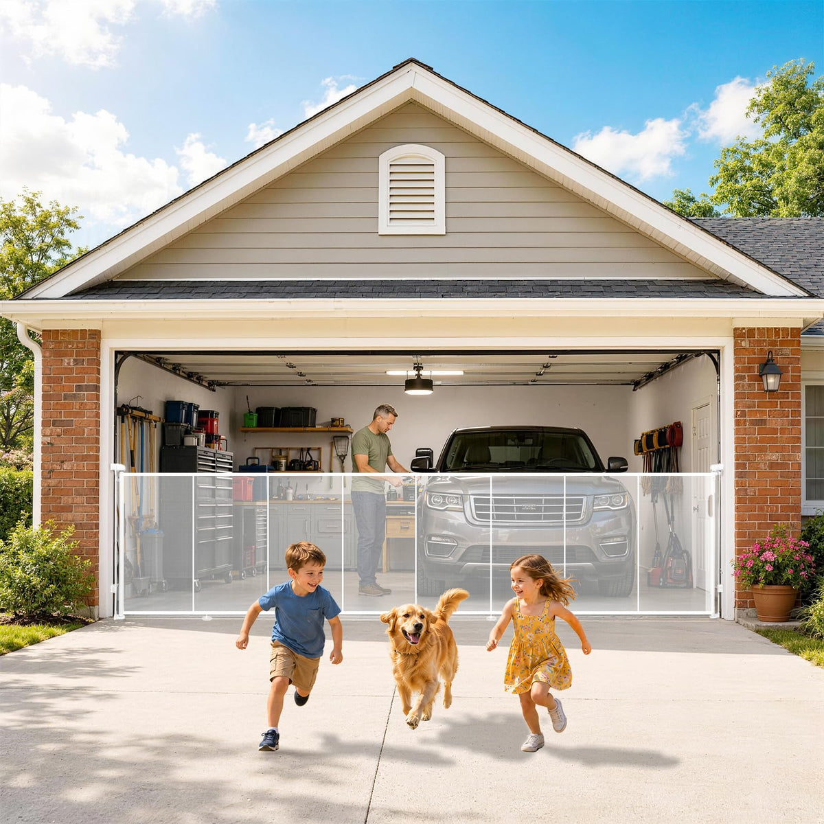 200" Extra Wide Retractable Baby Gates Dog Gate, 47" Tall - Image 1