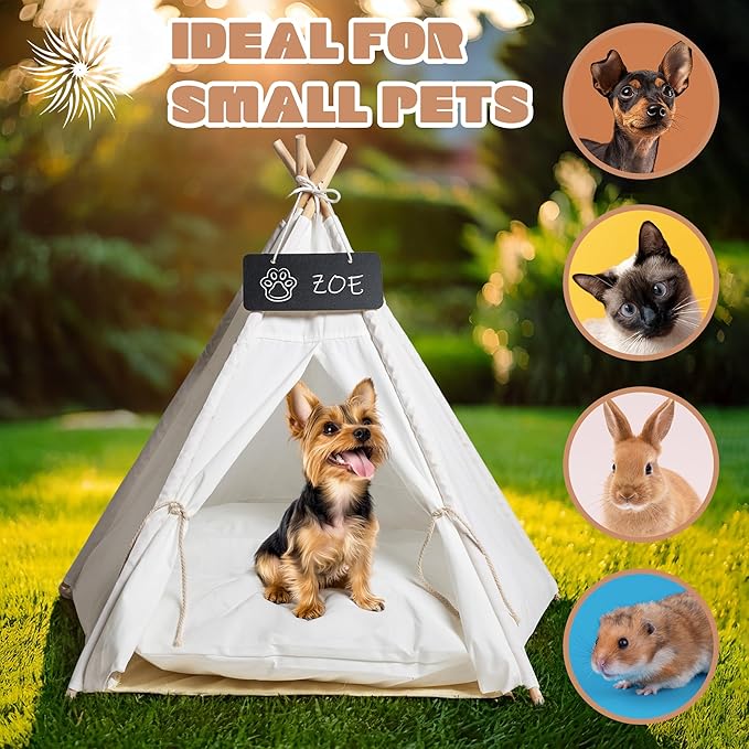Blueppyness Pet Teepee Tent with Storage Bag Small Dog Beds Medium Sized Dog Up to 20 lbs Cat Beds for Indoor Cats Cama para Perros Pequeños Bunny House Indoor Bed Bunny Casa para Gatos
