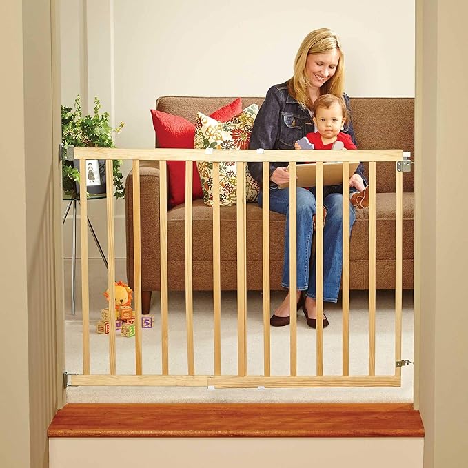Toddleroo by North States - Stairway Swing Wooden Baby Gate: Wood Baby Gate for Stairs - Adjustable 28 to 42 Inches Wide - 30 Inches Tall