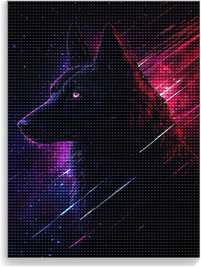 Black Dog Diamond Painting Kits for Beginner, 5d DIY Diamond Painting Kits for Adult Animal, Paint by Number Without Frame Home Wall Decor 8 * 12Inch